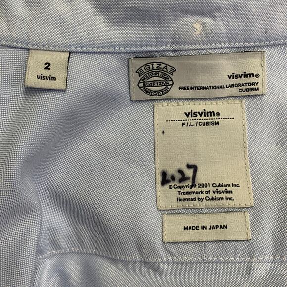 VISVIM Size M Blue Cream Contrast Trim Cotton One Pocket Long Sleeve Shirt - Picture 5 of 7